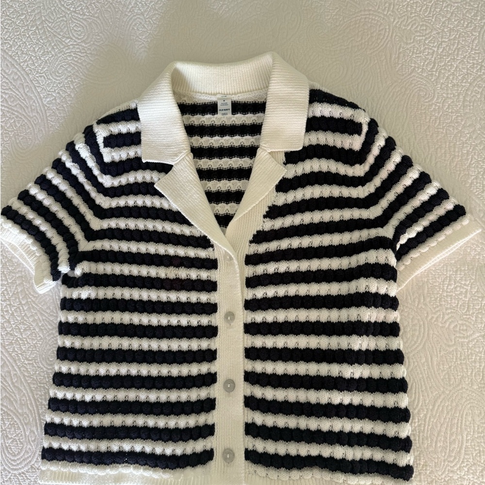 Old Navy Striped Knit Polo Sweater